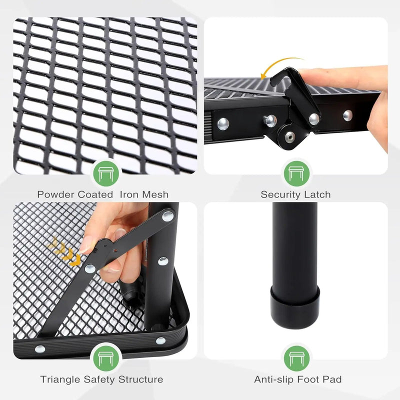 RedSwing Tri-fold Folding Picnic Table, Lightweight Height Adjustable Aluminum Frame Table with Mesh Layer for Outdoor Camping Picnic BBQ, Black by GreenHaven Gardens