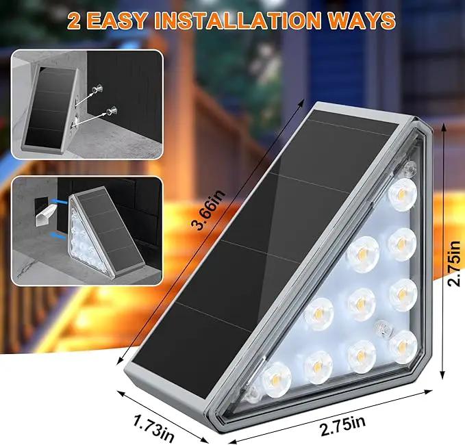 12 Pack Solar Stair Lights Outdoor Stair Lights with Waterproof IP67 LED Solar Light for Outside Light Decor for Stair, Deck, Front Step, Front Porch, Patio, Garden and Backyard by GreenHaven Gardens