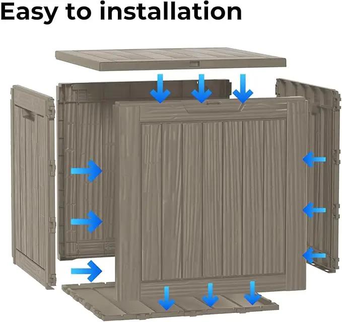 35 Gallon Outdoor Storage Box Waterproof Lockable Resin Deck Box Large, Patio Storage Bin for Pool Accessories Cushion Furniture, Garden Tools, UV-Resistant Outside Delivery Grey by GreenHaven Gardens