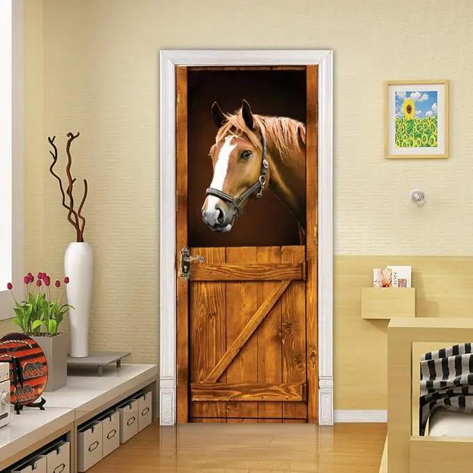 3D Peel and Stick Mural - Horse - Wallpaper Self-Adhesive Decal - Removable PVC Waterproof Door Poster for Bedroom Living Room - 34.6" x 78.7" by GreenHaven Gardens
