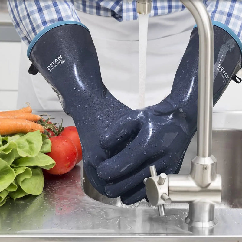 DEYAN Silicone BBQ Gloves, 932°F Heat Resistant Oven Gloves with Fingers, Kitchen Waterproof Hot Proof Glove for Fryer, Smoker, Baking, Cooking, Cutting(9/L) by GreenHaven Gardens