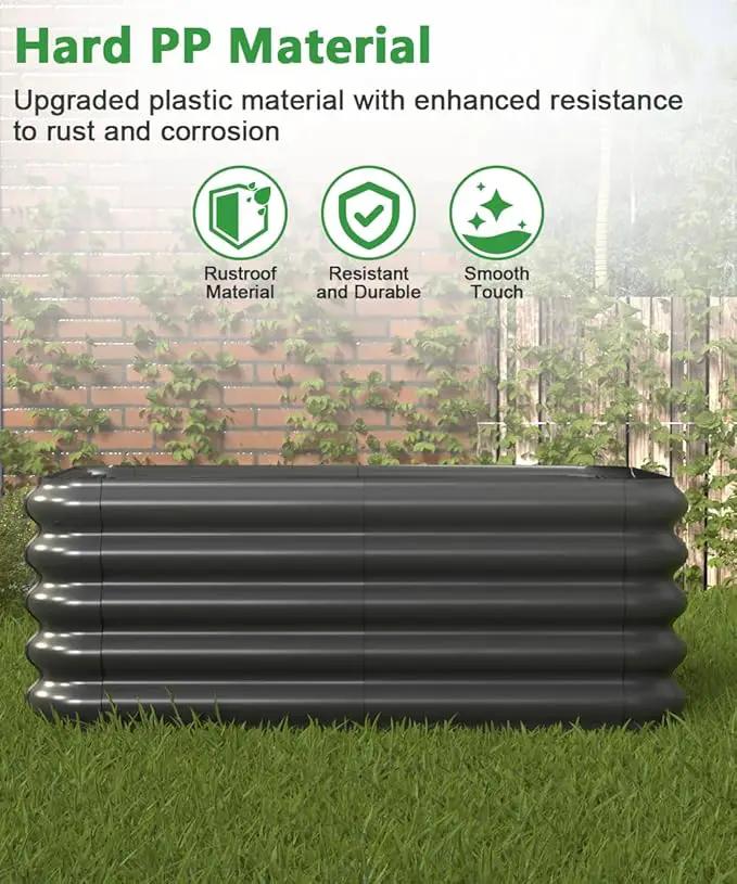 3.0x3.0x1.0ft Raised Garden Bed Kit, Rustproof PP Material Garden Box, Flower Bed with Tool-Free Assembly Design, Square Planter Boxes for Outdoor Plants Vegetables Flower Fruit Herb, Black by GreenHaven Gardens