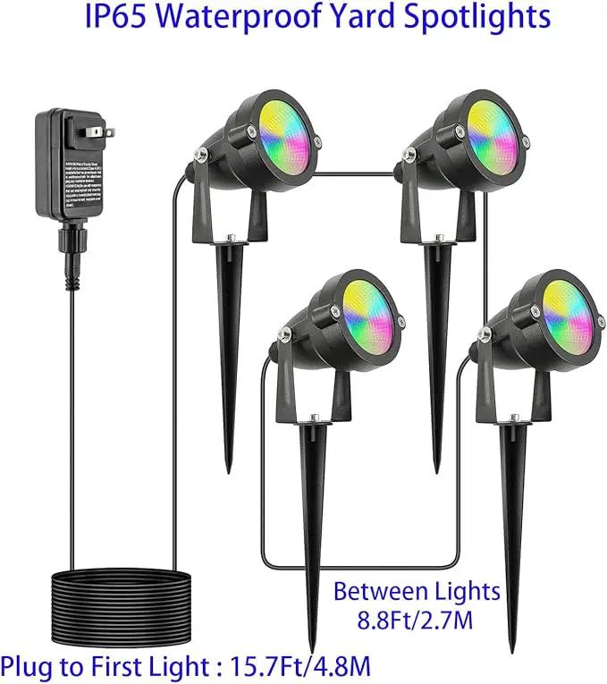 20W Christmas Outdoor Spot Lights with Timer, IP65 Waterproof Metal RGB Landscape Spotights Color Changing Spotlight for Outdoor Yard Garden (4 Lights) by GreenHaven Gardens