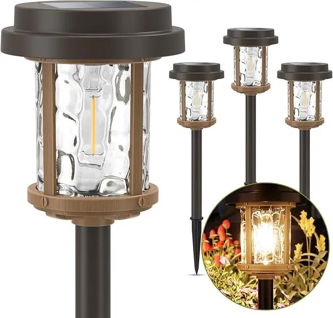 XMCOSY+ Solar Garden Lights Waterproof - 20 LM Solar Pathway Lights, Water Lens Glass Outdoor Lighting for Garden Yard Walkway Driveway Landscape (Warm White) by GreenHaven Gardens