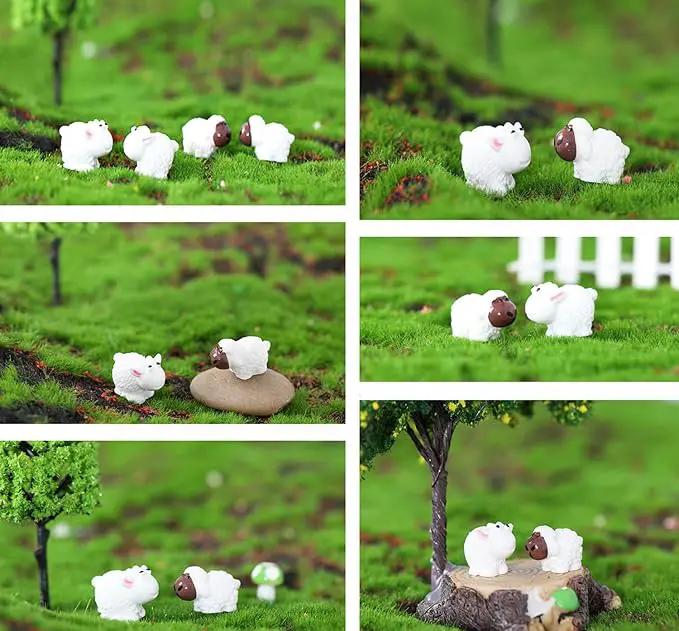 150 Pcs Mini Sheep Figurines Mini Resin Sheep Mini Garden Sheep for Dollhouse Bonsai Micro Landscape Fairy Home Garden Decor DIY Craft by GreenHaven Gardens