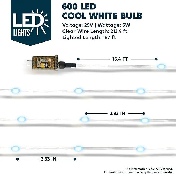 Joiedomi 600 LED Christmas Lights Outdoor,197 FT Cool White Christmas Tree Lights with 8 Modes Timer, PVC Clear Wire String Lights with Reel for Indoor Outdoor Holiday Xmas Eve Night Decorations by GreenHaven Gardens