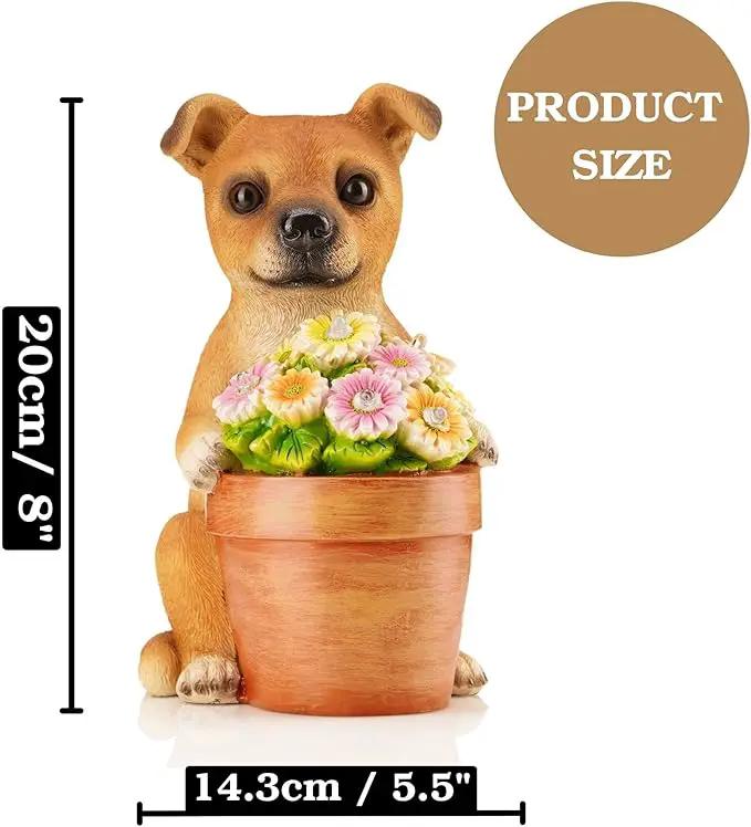 Muldale Solar Dog Statues Outdoor - Solar Powered Outdoor Dog Garden Statue - Hand Painted Floral Plant Pot Light Up by GreenHaven Gardens