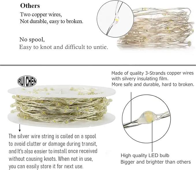 RUICHEN Blue Dimmable Fairy Lights Plug in, Super Long 165 Ft 500 LED Twinkle String Lights with Remote, Waterproof Silver Wire Firefly Lights for Christmas Wedding Party Bedroom Patio Garden by GreenHaven Gardens