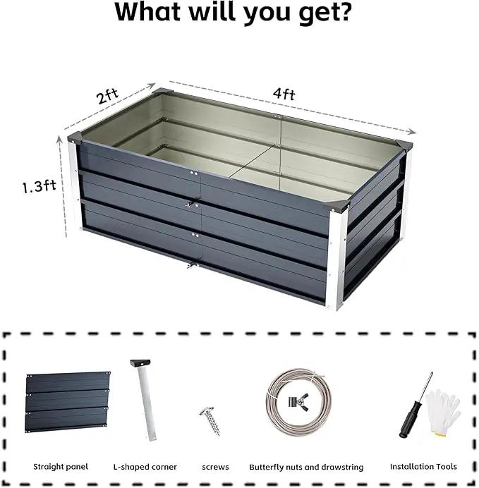 Galvanized Raised Garden Bed 4x2x1.3ft, Metal Garden Bed for Outdoor Gardening, Durable Rust-Proof Metal Raised Garden Bed for Vegetables, Fruits, Flowers & Herbs by GreenHaven Gardens