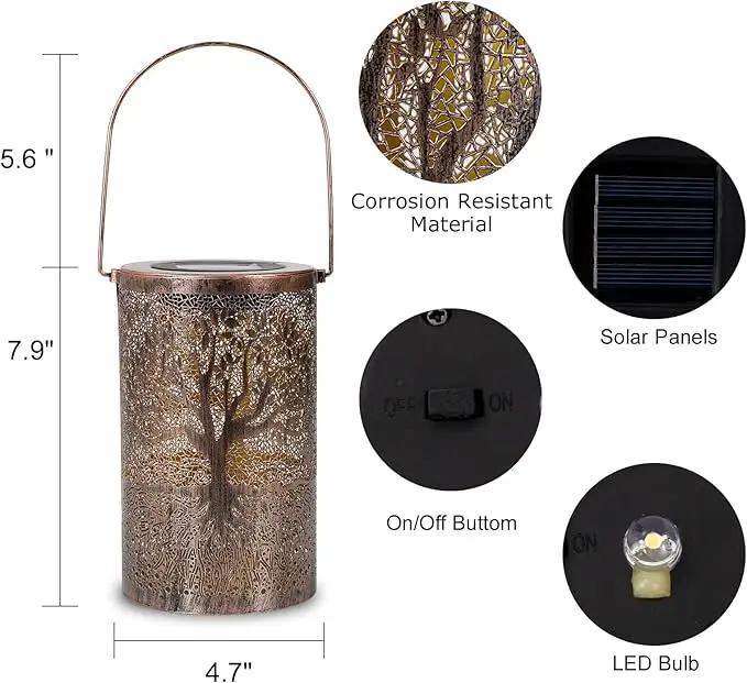 Solar Lanterns Outdoor Waterproof,Hanging Solar Tree of Life Lights Garden Decor,Gardening Birthday Gifts for Women Mom Grandma,Metal Hollowed-Out Lanterns for Yard,Patio,Backyard,Porch by GreenHaven Gardens