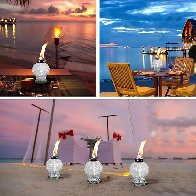tewei 4 Pack Clear Table Top Light Torches Outdoor, Mini Glass Torches Lanterns for Outside, Easy to Refill Citronella Torches for Garden Patio Yard Party by GreenHaven Gardens