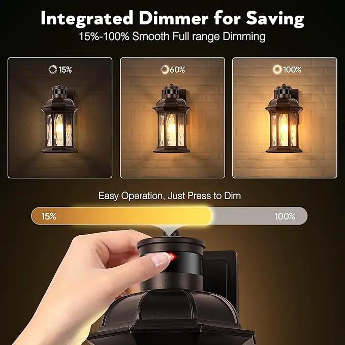 VIANIS Outdoor Light Fixture with Motion Sensor, 2 Packs Oil Rubbed Bronze Dusk to Dawn Exterior Garage Wall Sconce Lighting, 100% Aluminum Outside Porch Lights for House with Tempered Ripple Glass by GreenHaven Gardens