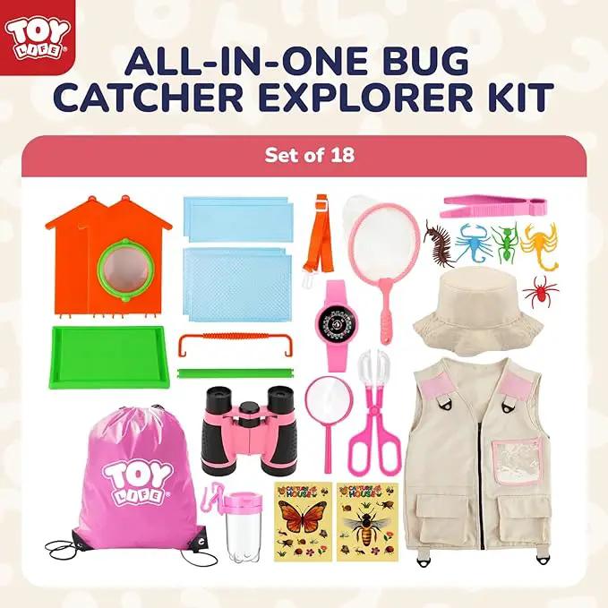 TOY Life Kids Explorer Kit with Bug Catcher for Kids, Bug Catching Kit with Bug Toys, Kid Safari Vest & Hat, Compass, Binoculars, Magnifying Glass, Educational Outdoor Toys Kid Adventure Kit by GreenHaven Gardens