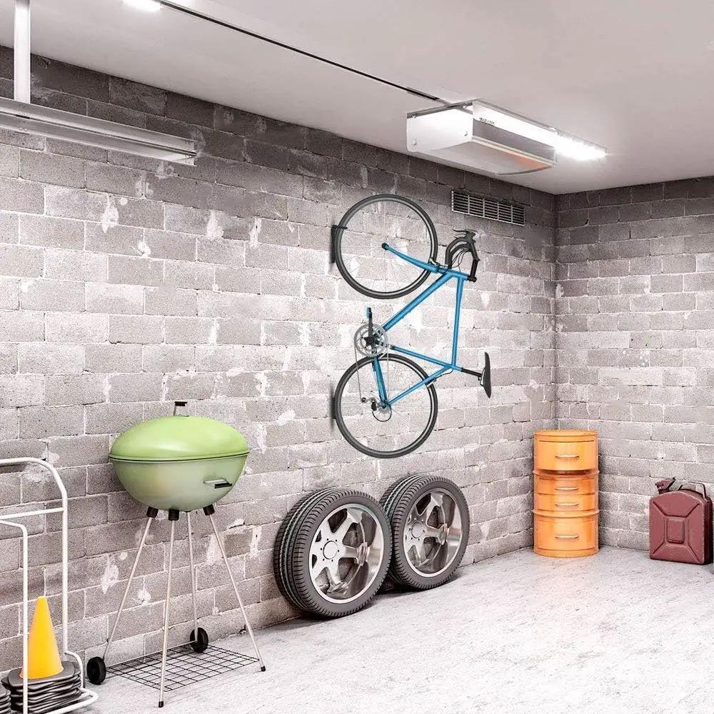 Dirza Bike Wall Mount Rack with Tire Tray - Vertical Bike Storage Rack for Indoor,Garage,Shed - Easy to install - Great for Hanging Road,Mountain or Hybrid Bikes - Screws Included - 2 Pack by GreenHaven Gardens
