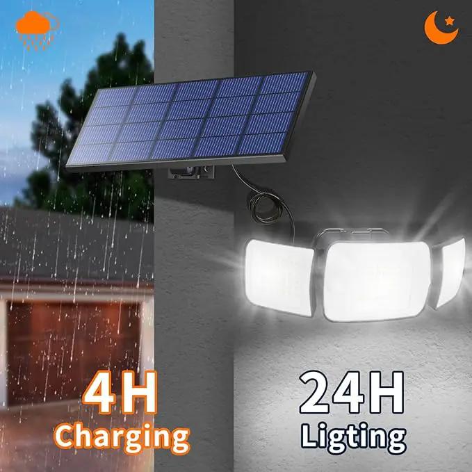 intelamp Solar Flood Lights Outdoor Waterproof, 2 Pack 6000mAh 1200LM Solar Powered Dual Motion Sensor LED Lighting Dusk to Dawn Security Floodlight Exterior with Remote 9.8ft Cable for Garden House by GreenHaven Gardens