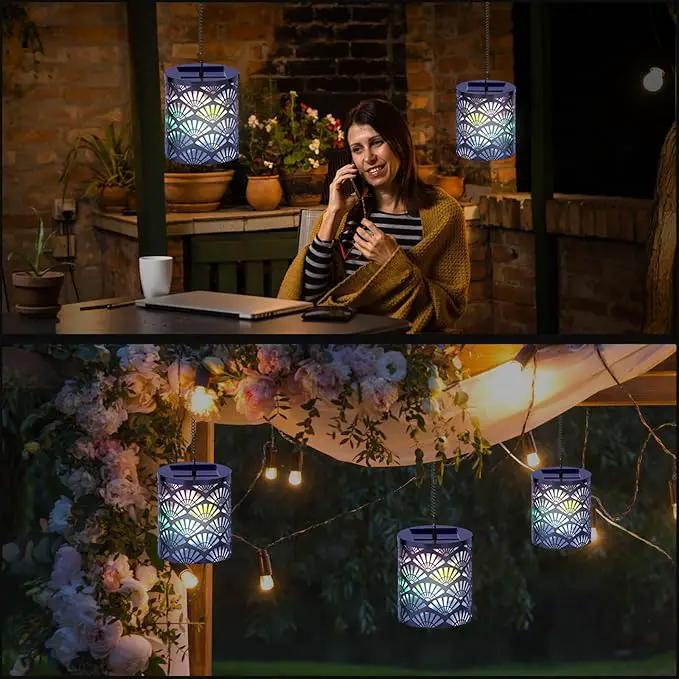 RGB Solar Lanterns Outdoor Waterproof Hanging Solar Lights Gifts for Men Women Metal Decorative LED Lanterns for Yard, Patio, Lawn, Tabletop, Pathway, Landscape, Garden Decor Fan Style(1 Pack) by GreenHaven Gardens