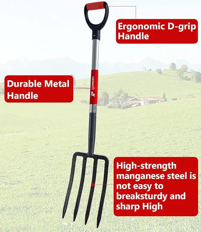 Garden Digging Forks with Premium 4-Tine Forged Steel Digging Fork D-Grip Handles 41" Sturdy Metal D-Handle Virtually Unbreakable Gardening Tool 2 Pcs by GreenHaven Gardens