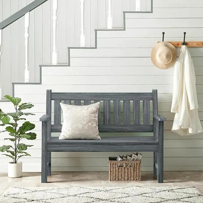 Outdoor Bench, 2-Person Garden Bench, Poly Lumber Patio Bench for Outdoors, Porch, and Park (Dark Grey) by GreenHaven Gardens