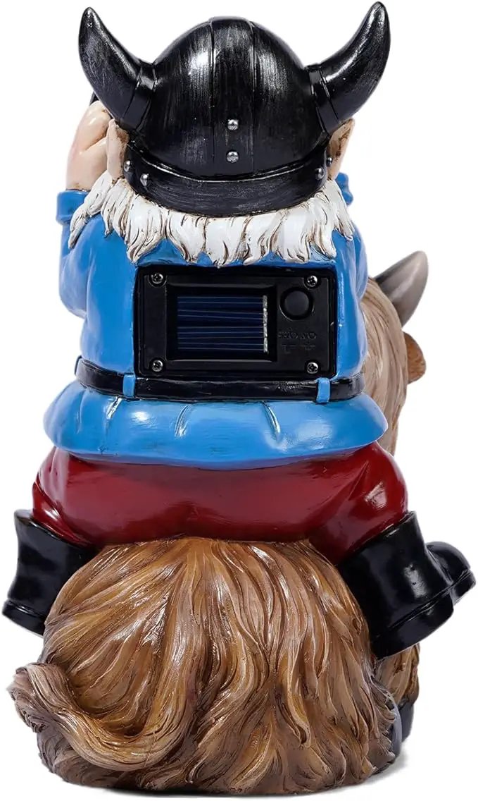 Tolimi Garden Gnome Sitting on Highland Cow Outdoor Statue wiht Solar LED Light Funny Decoration for Yard and Patio Gifts (Gnome) by GreenHaven Gardens