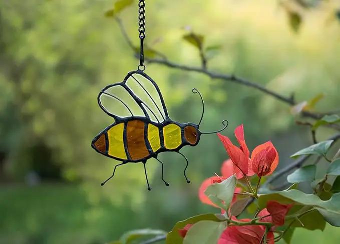 Bee Suncatcher Stained Glass Window Hangings Honey Bee Gifts for Women Gifts for Lover for Mom/Grandma Decorations Gifts/Birthday Gifts for Her by GreenHaven Gardens