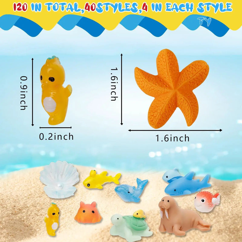44 Pcs Mini Ocean Resin Animals 44 Styles Resin Animals Figurines Bulk for Fairy Garden Miniature Dollhouse Accessories Hide Crafts Decor by GreenHaven Gardens