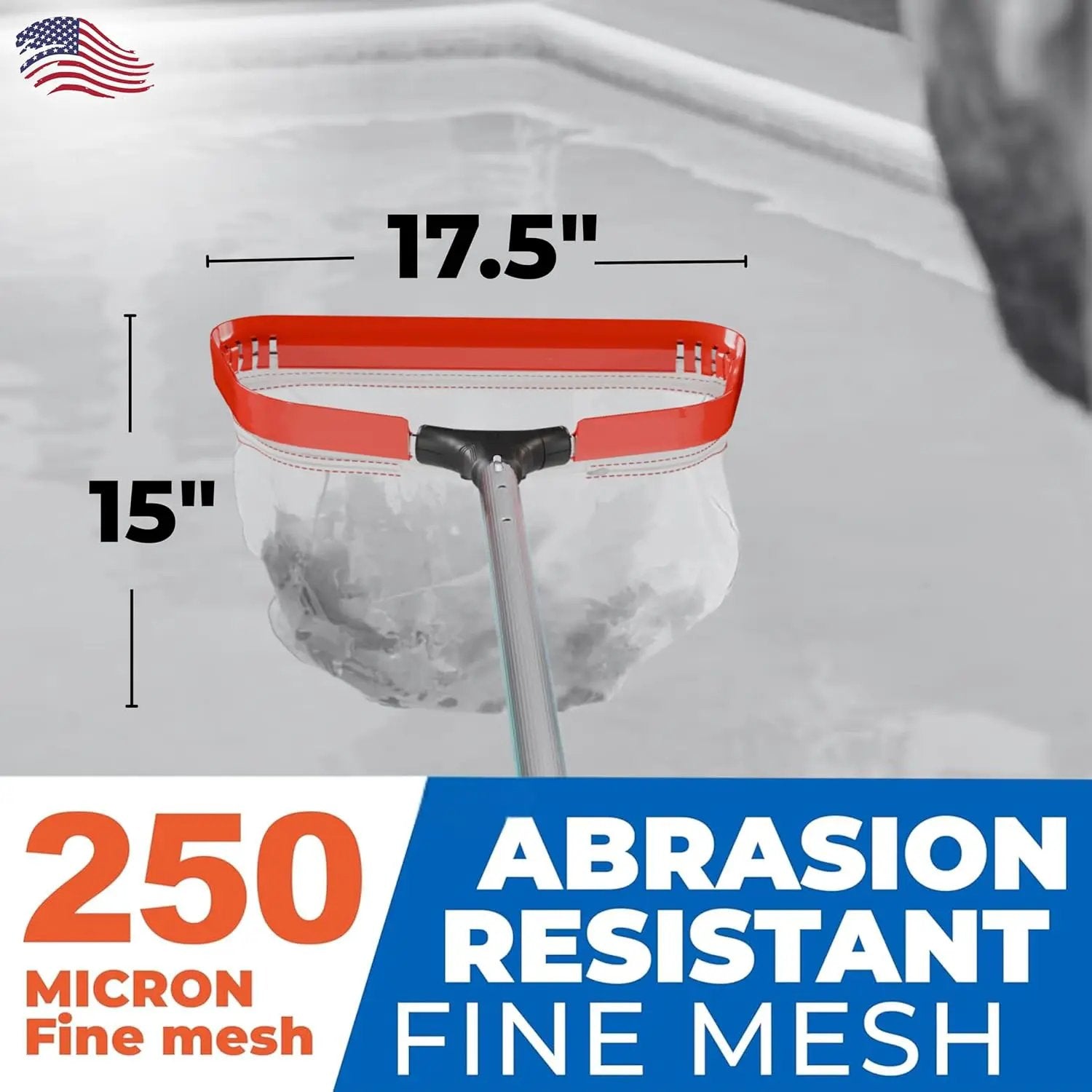 ProTuff 17" Silt Net Pool Skimmer for PROS – “490 Promise” Unlimited Unconditional Replacement – Ultra-Durable Ultra Fine Net for Silt – Heavy-Duty Aluminum Frame, EZ-Clip & Deep Bag for Cleaning by GreenHaven Gardens