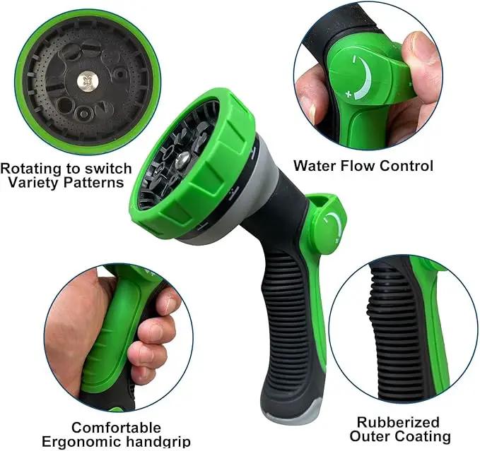 Non-Expanding Garden Hose 100Ft, Flexible Kink Free Water Hose with 10 Watering Spray Nozzle, Lightweight Hose Pipe, Leak-Proof, Durable, 3/4" Metal Alloy Connector, Portable Storage Strap by GreenHaven Gardens