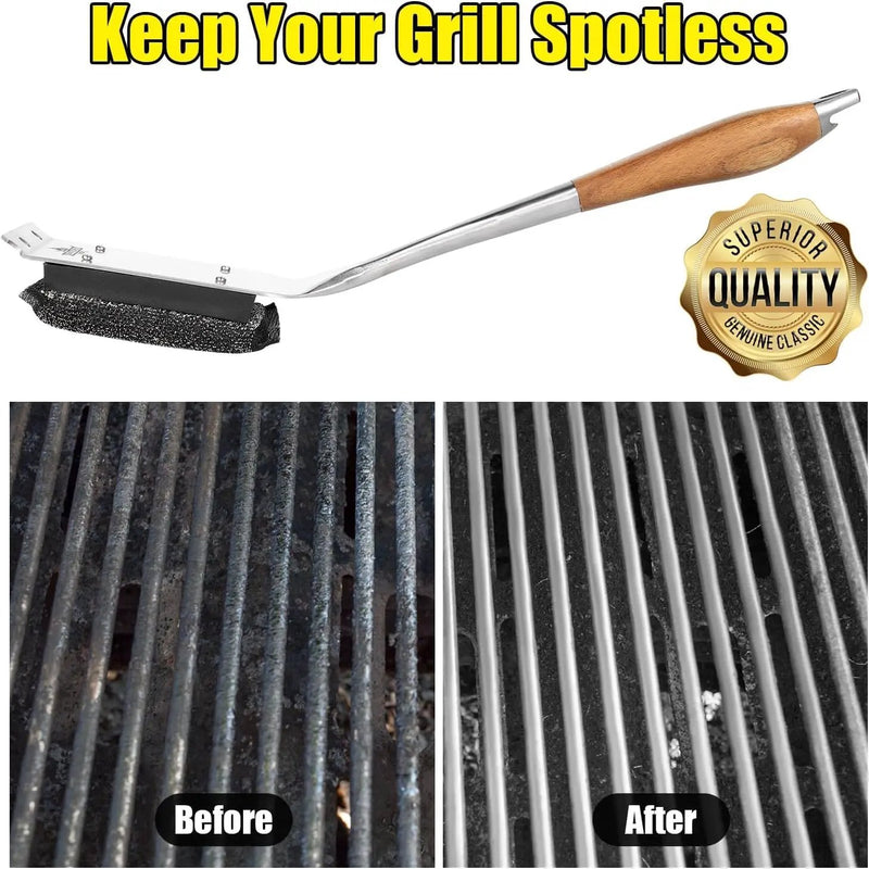 BBQ Replaceable Scraper Cleaning Head, Durable for Cast Iron or Stainless-Steel Grates, Barbecue Cleaner. by GreenHaven Gardens