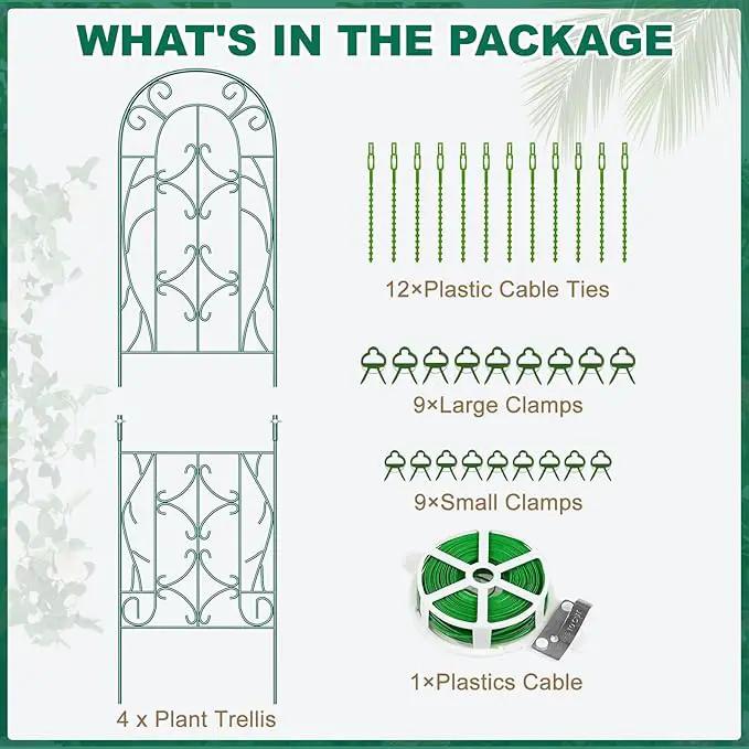 4 Pack Metal Garden Trellis for Climbing Plants,Green Metal Garden Trellis for Vines Plant Rose Vegetable Support,Large Decorative Outdoor Trellis by GreenHaven Gardens