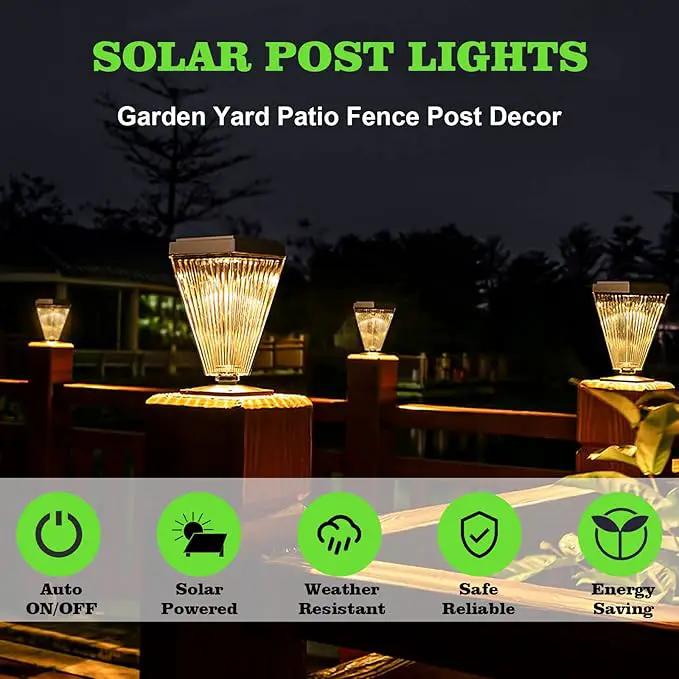 2 Pack Solar Post Lights Outdoor Waterproof IP65 Solar Fence Post Pillar Lights Landscape Stake Decorative Fence Yard Patio Walkway Pathway Light Up to 12 Hrs by GreenHaven Gardens