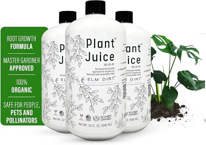 Elm Dirt Plant Juice Organic Fertilizer for All Purpose Plants - Plant Food Indoor House Plants | Liquid Plant Food Outdoor & Indoor Plant Fertilizer for Vegetables, Succulents & Hydroponics, 3Bottle by GreenHaven Gardens