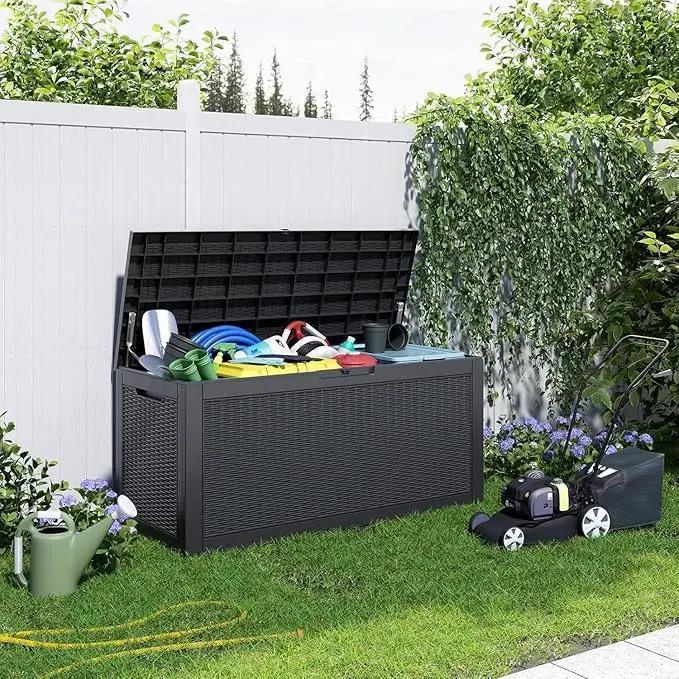 100 Gallon Outdoor Storage Box – Waterproof Deck Box for Garden, Patio & Backyard,Black by GreenHaven Gardens