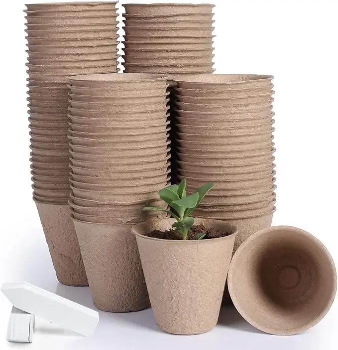 JERIA 100-Pack 3.15 Inch Peat Pots for Seedling with 100 Pcs Plant Labels,Outdoor Garden Germination Nursery Pots,Biodegradable Seed Starter Pots Kits by GreenHaven Gardens
