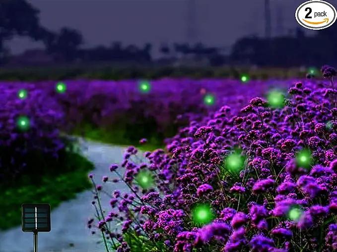 Solar Powered Firefly Lights, 9 LED Firefly Automated Pulsating String Light Chasing Firefly Lights Lantern Solar Outdoor Waterproof(2 Pack) by GreenHaven Gardens