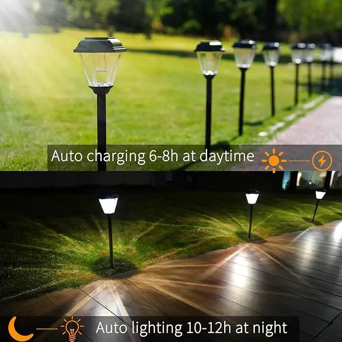 Solar Pathway Lights Outdoor 4 Pack, Upgraded 1000mAh Battery Up to 12Hrs, Solar Lights Outdoor Waterproof IP65, Warm White Landscape Light for Garden by GreenHaven Gardens