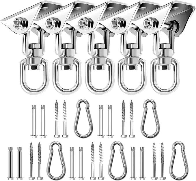 Heavy Duty Swing Hangers for Wooden Sets 1200 LB Capacity Hammock Hanger 360 Swivel Stainless Steel Swing Hardware Accessories for Porch Playground Yoga Heavy Bag Sliver | Pack of 5 by GreenHaven Gardens