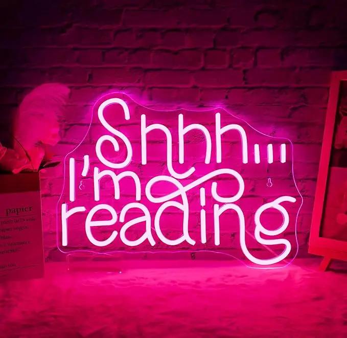WLHOPE Shhh Im Reading Neon Sign Neon Signs for Wall Decor Dimmable Read Books Neon Lights LED Sign for Book Lovers Gifts Bedroom Bookstore Reading Room Library Study Room Decoration by GreenHaven Gardens