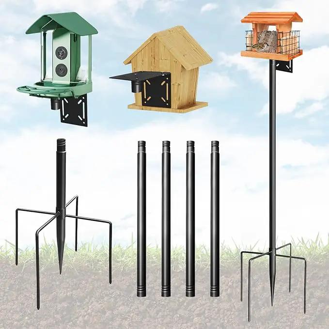 Bird Feeder Pole, 76in Adjustable Bird House Pole for Outdoors, Heavy Duty Smart Feeder Pole Mount Kit for Feeders, Birdhouse, Weather Station, Birdwatching by GreenHaven Gardens