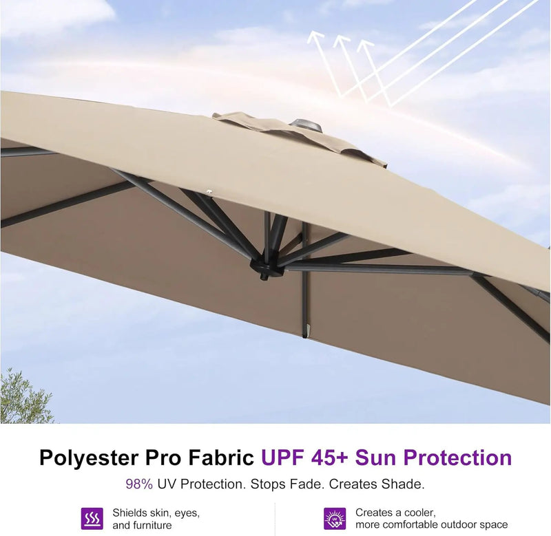 PURPLE LEAF 8 Feet Patio Umbrella Outdoor Cantilever Square Umbrella Aluminum Offset Umbrella with 360-degree Rotation for Garden Deck Pool Patio Taupe by GreenHaven Gardens