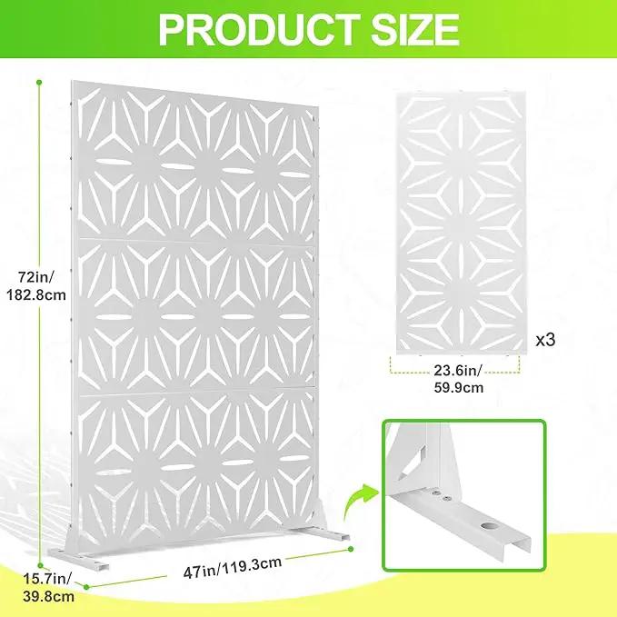 Outdoor Privacy Screen,72" H×47" W Metal Privacy Screen, Freestanding Privacy Fence Panels for Patio by GreenHaven Gardens