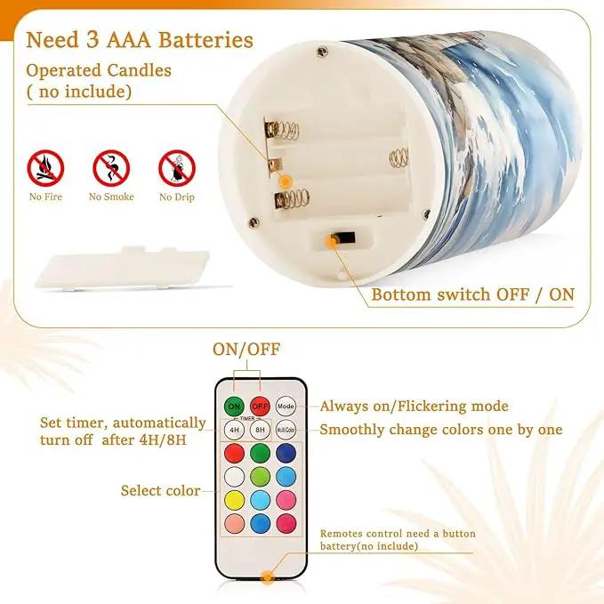 Flickering Flameless Candles, Lighthouse Ocean LED Candles with Remote Timer, Set of 2 Battery Operated Candle for Valentine Wedding Birthday by GreenHaven Gardens