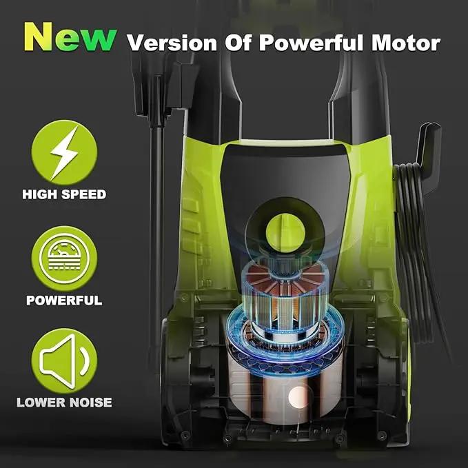 Pressure Washer, 5000PSI Max 3.6GPM with Foam Cannon 35FT Power Cord 4 Nozzles for Cars, Green by GreenHaven Gardens