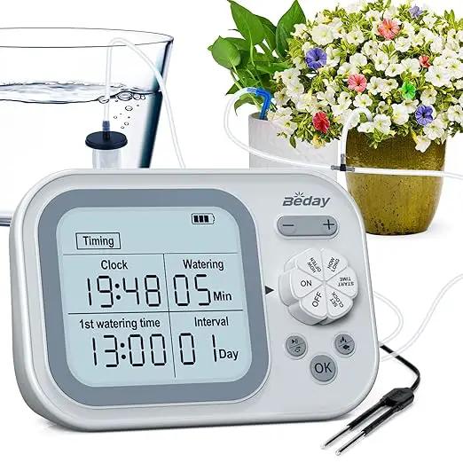 Automatic Plant Waterer Indoor Self Watering System for 15 Potted Plants, Auto Drip Irrigation Kit Programmable Water Timer with Smart Humidity Detection by GreenHaven Gardens