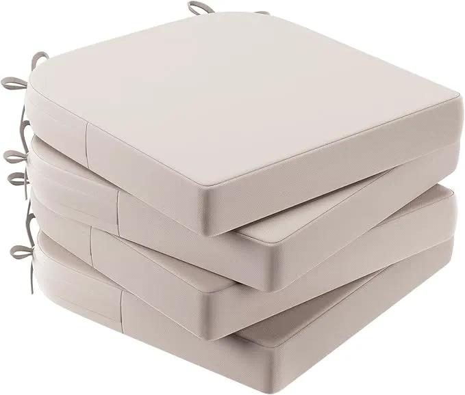 AAAAAcessories Outdoor Seat Cushions for Chairs, Waterproof, Fade-Resistant Patio Furniture Replacement Cushions, 17" x 16" x 2", Set of 4, Khaki Beige by GreenHaven Gardens