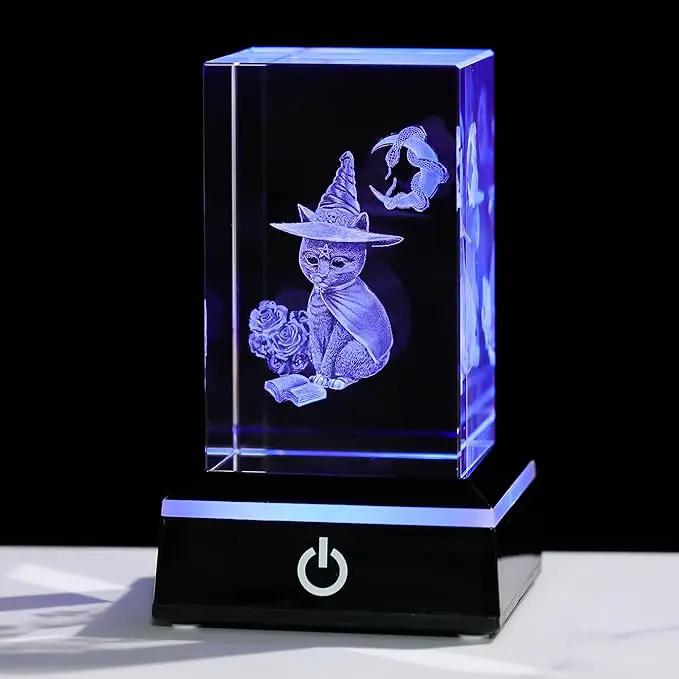 Qianwei 3D Crystal Gothic Black Cat - Baphomet Statue Halloween Cat Witch Figurines Occult Medieval Goth Satanic Home Desk Decor Witchy Gifts Horror Lilith Statue by GreenHaven Gardens