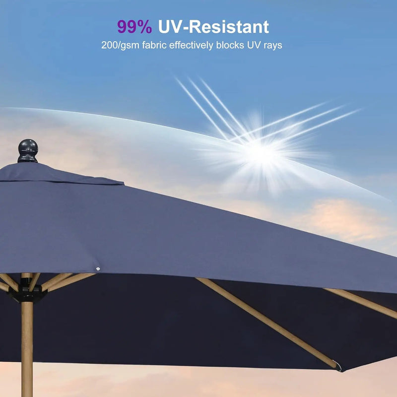 PURPLE LEAF 10' x 10' Square Patio Umbrella Outdoor Table Umbrella Aluminum Market Umbrella with 8 Sturdy Ribs & Crank Outdoor Umbrellas for Garden Deck Patio, Navy Blue by GreenHaven Gardens