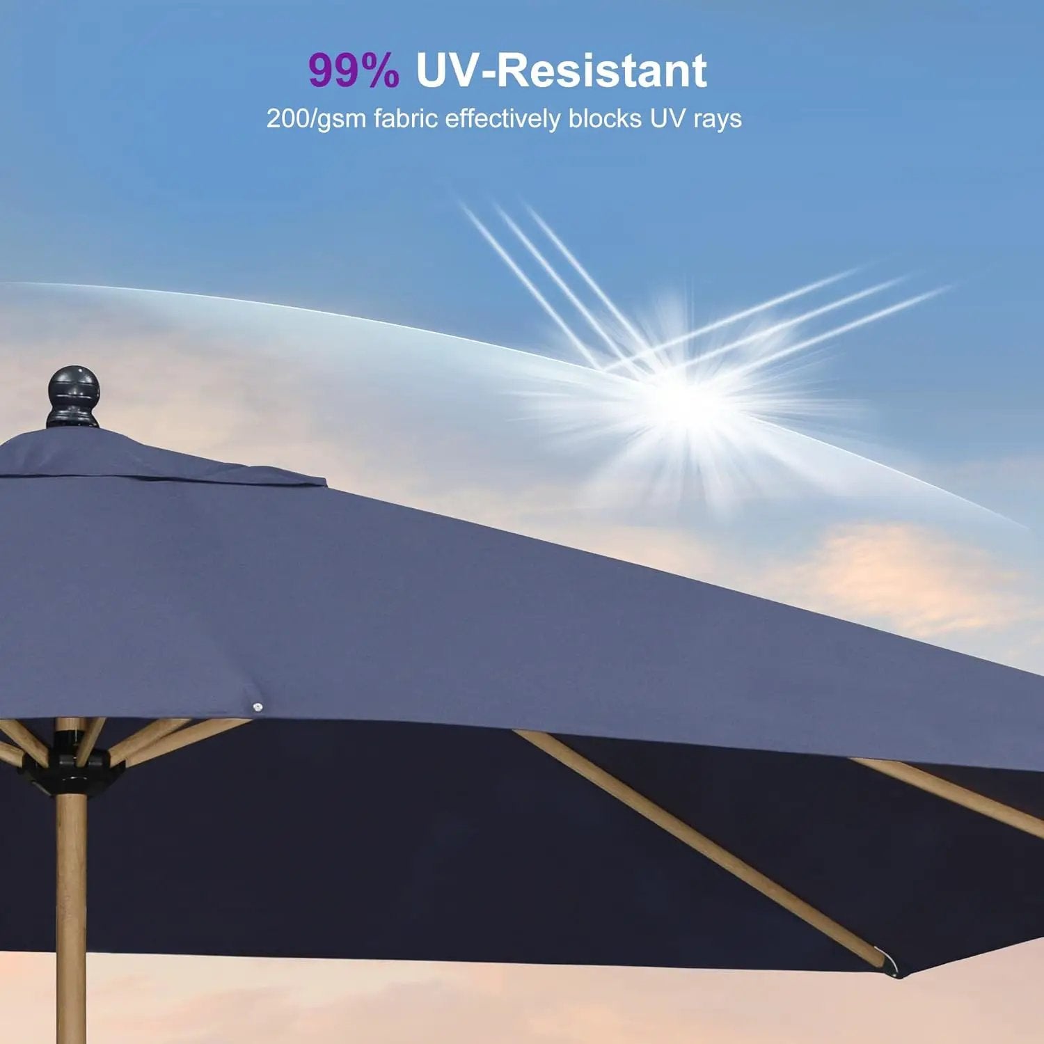 PURPLE LEAF 9' x 11.5' Patio Umbrella with Base Outdoor Umbrella Market Umbrella with Crank & 8 Ribs Aluminum Rectangular Table Umbrella Outdoor Patio for Backyard, Navy Blue by GreenHaven Gardens