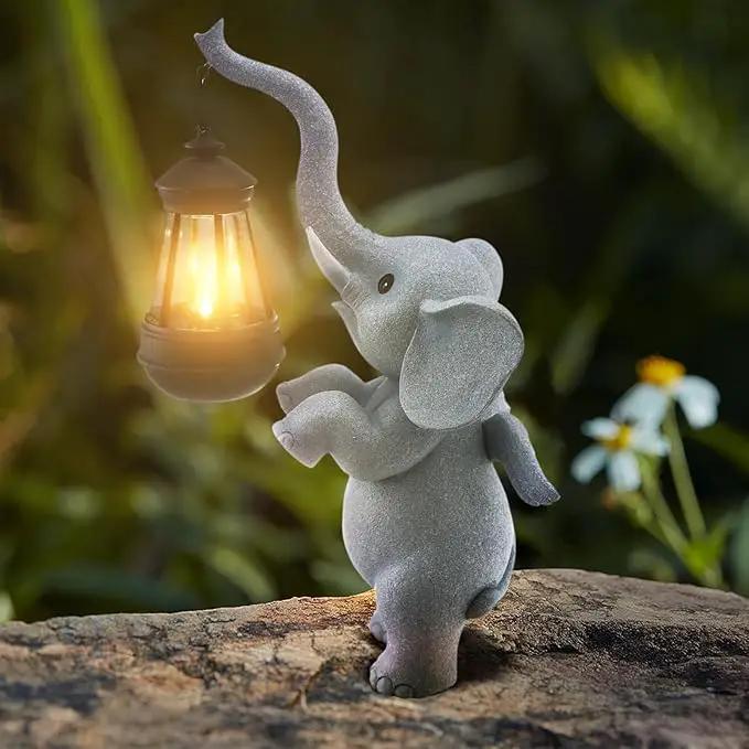 Solar Garden Statues Outdoor Decor,Angel Elephant Statue Outdoor Clearance,Resin Outdoor Statues Garden Decor for Outside Patio Woman Mom Gifts (Angel Elephant) by GreenHaven Gardens
