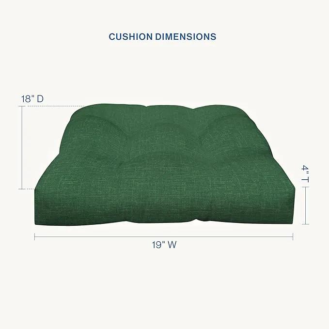 Honeycomb Outdoor Essentials Set of 2 Tufted Seat Pads, 19 x 18, Hampton Texture Hunter Dining Chair Cushions for Patio Furniture by GreenHaven Gardens