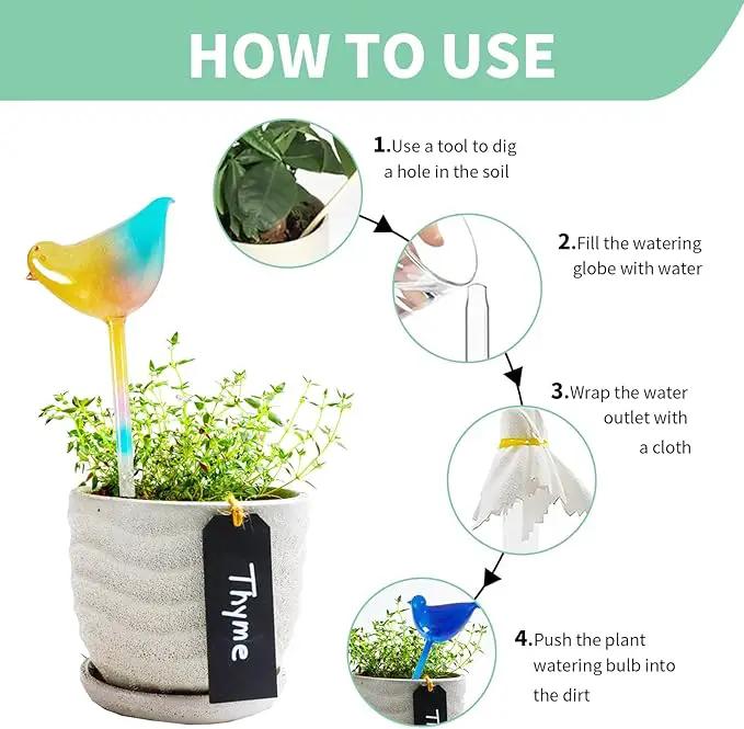 Glass Plant Watering Globes, Flower Watering Globes Self Watering Star Plant Watering Pot, Automatic Multicolored Glass Watering Spray for Everyday Use,3 Pack (B) by GreenHaven Gardens
